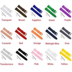 Silicone Watch Band for Swatch 17mm 19mm 20mm 16mm Colorful Rubber Strap - Picture 1 of 35