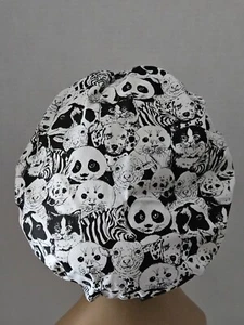 Bouffant Scrub Cap - Animals Black and White - Picture 1 of 3