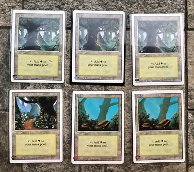 6 Mixed MTG Magic The Gathering Forest Revised 3rd Edition Trading Cards NM - Image 1 of 2