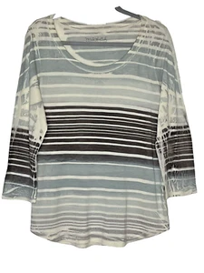 Camiseta top para mujer Ma+ch Match Marika Charles talla 3 L Phly-Dye a rayas manga 3/4 - Imagen 1 de 5