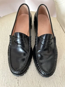 NWT J.CREW Winona lug-sole penny loafers in spazzolato leather, Sz 7.5 US, Black - Picture 1 of 6
