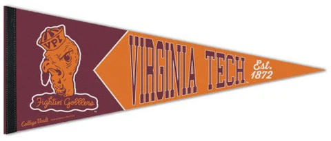 VIRGINIA TECH HOKIES Retro-1930s-Style NCAA Premium Felt Collectors PENNANT Cover