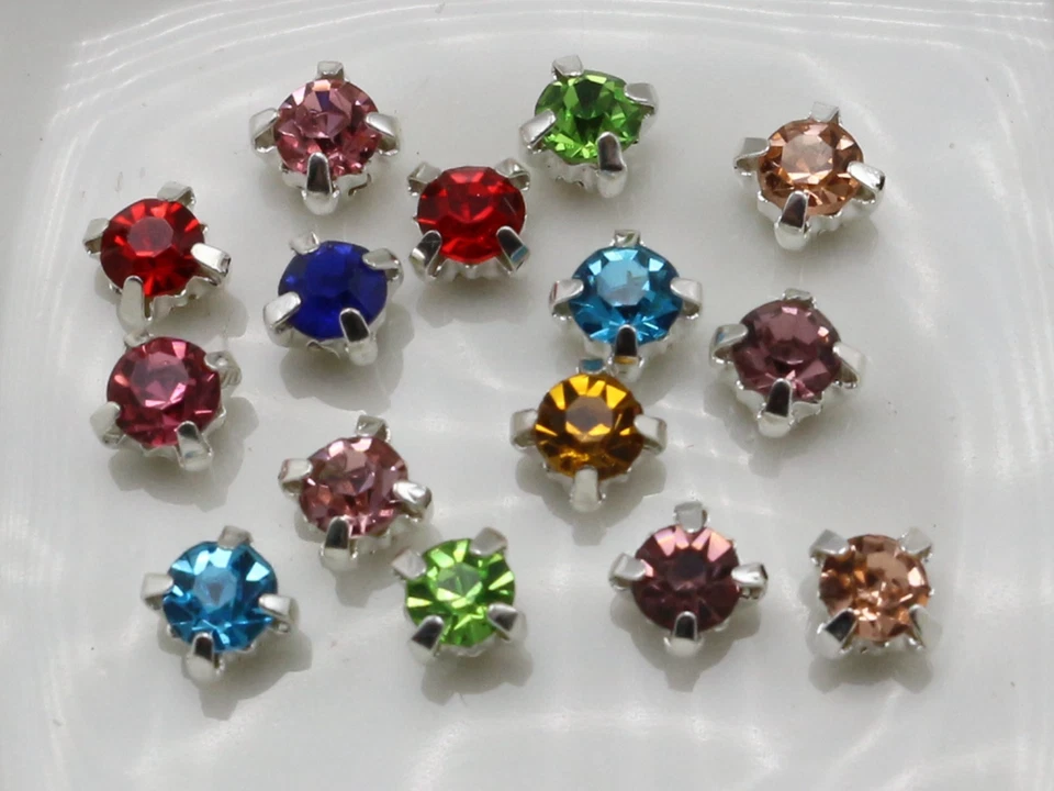 250 cuentas de plata de color mezclado cristal rosa montes 4 mm coser pedrería Foto 1 de 4