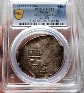 1622-1667 Mexico 8 Reales Cob Spanish Colonial Silver Coin. - Picture 1 of 3