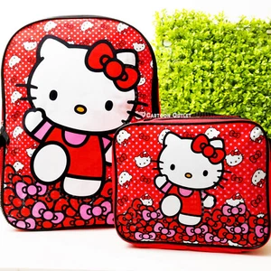 Sanrio Hello Kitty Girls School Backpack 16" Large Bag Lunch Box Set B- Gift Red - Picture 1 of 8