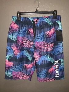 HURLEY Boys Valerian Blue Palm Print Swim Shorts Size XL NWT - Picture 1 of 3