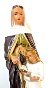 Antike 22" Kirchenstatue - HEILIGE ANNE & MARIA Vintage Kreidegeschirr handbemalt - Bild 1 von 7