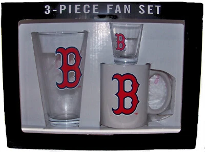 Boston Red Socks MLB Fan Gift Set Ceramic Coffee Mug Beer Pint Shot Glass - Image 1 of 3