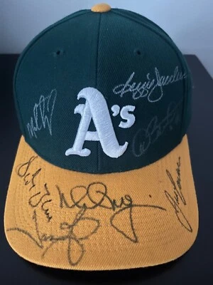 Mark McGwire - Reggie Jackson - Jason Giambi - José Canseco - Sombrero autógrafo certificado de autenticidad Foto 1 de 4