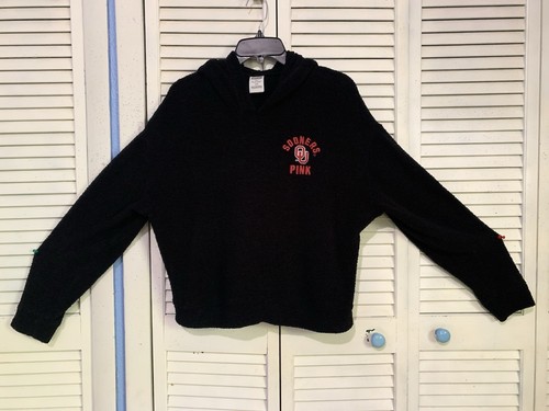 UNDERCOVER Felpa con cappuccio media rosa ritagliata Victorias Secret & 5 Th & Ocean Fuzzy Oklahoma Sooner
