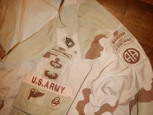 US Desert DCU Shirt SFC E-7  Early GWOT 82nd Airborne Division & Ranger Tab - Picture 1 of 7