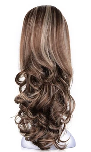 Parrucca 23" capelli ricci donna 3/4 mezza parrucca premium giapponese fibre sintetiche parrucche - Foto 1 di 12
