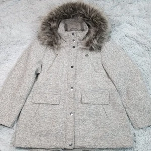 A.N.A. Womens Jacket Gray XL Wool Blend Removable Hood Pockets Zip Up Coat - Picture 1 of 17