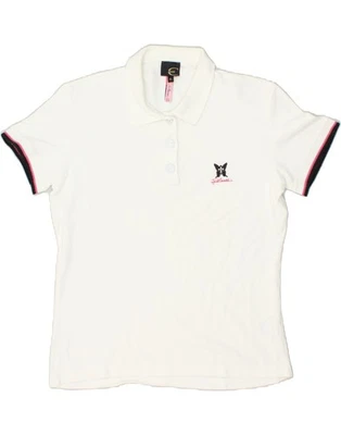 JUST CAVALLI Womens Polo Shirt UK 18 XL White Cotton BE10 - Image 1 of 3