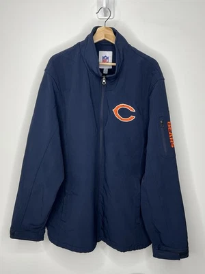 NFL 芝加哥熊队夹克男式 XXL 海军蓝全拉链内衬风衣标志 足球 — 第 1/4 张图片