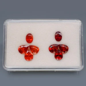 Pear&Oval 7x5-8x6mm.Fire Mandarin Orange&Imperial Spessartite Garnet 8Pcs/9.80Ct - Picture 1 of 6
