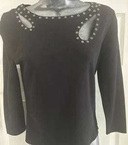 CABLE & GAUGE Black Sweater  Size Petites PM - Picture 1 of 6