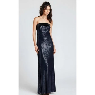 $545 новый с Ярлыками MONIQUE LHUILLIER Риз блестками платье без бретелек, темно-синий полночь, 6 (США) - Изображение 1 из 4