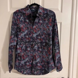 Perry Ellis Stretch Button Down Hemd Abstrakter Druck Langarm Größe S - Bild 1 von 8