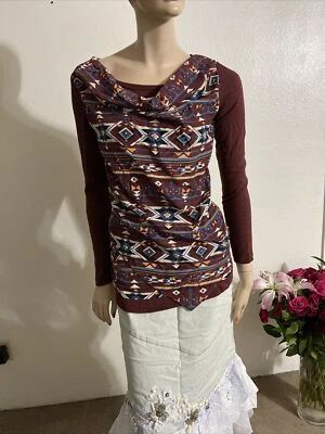 Blusa Top Para Mujer Terracota Acrílico Informal Elastizada En Capas Manga Larga Talla M Foto 1 de 4