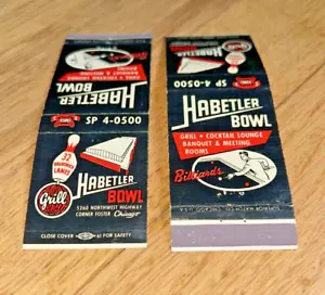 2- Old Matchbook Covers HABETLER BOWL, 5250 Northwest Highway, CHICAGO - Picture 1 of 4