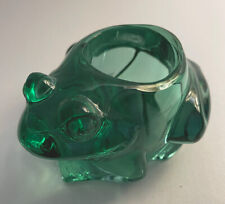Vintage Indiana Art Glass Candle Holder Green Frog Votive Glass