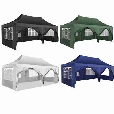 CAROMA Pop-Up Faltpavillon 3mx6m Wasserdicht UV-Schutz Partyzelt mit 6 Seitenwänden