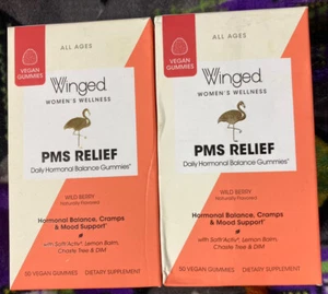 👩🦳 100 Winged Women’s Wellness PMS Relief 2X50 Vegan Gummy DIM B6 Exp.05/2025 - Picture 1 of 4