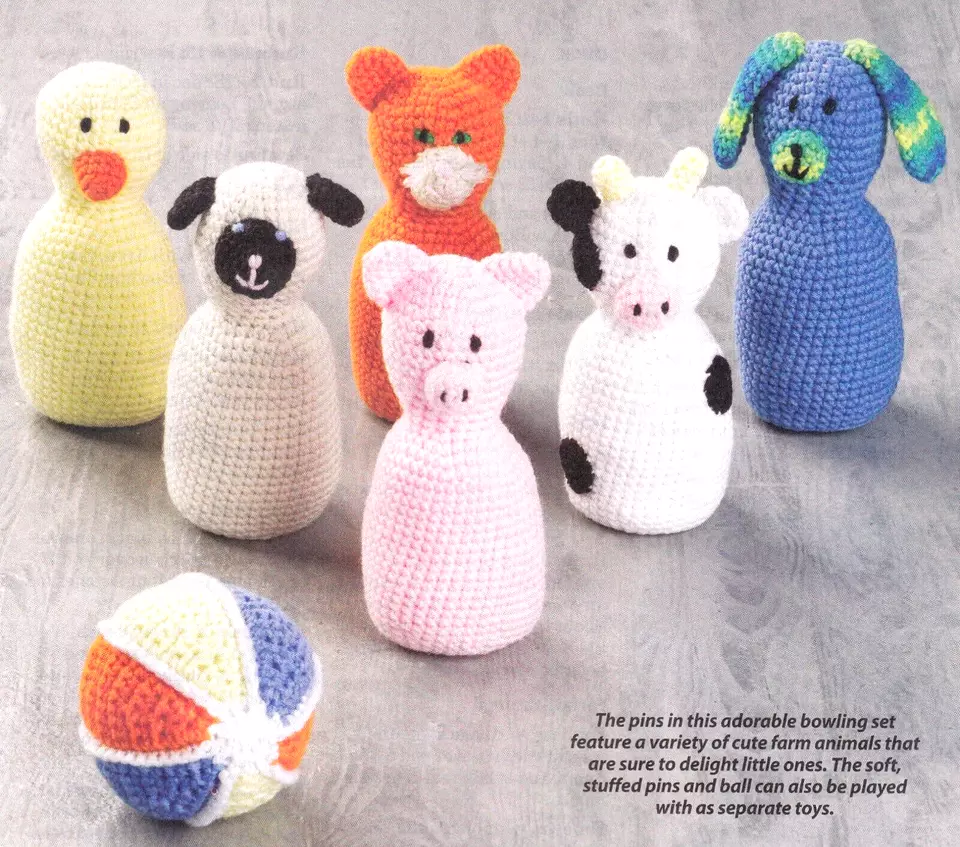 FUN Barnyard Bowling Set/Crochet Pattern INSTRUCTIONS ONLY - Image 1 of 1