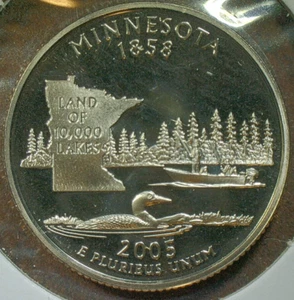 UNITED STATES-2005 "S" CLAD PR ST. QUARTER-.25c-"MINNESOTA" KM# 371 UNC/AU - Picture 1 of 3