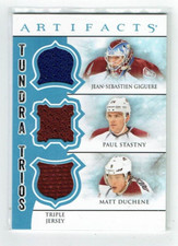 12-13 UD Artifacts Tundra Trios  J-S Giguere--Paul Stastny--M Duchene  Jerseys