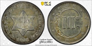 Choice 1851 O Three Cent Silver Trime 3C PCGS AU Det. Great Eye Appeal & Details - Picture 1 of 3