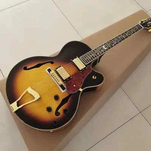 Hochwertige Semi-Hollow Jazz E-Gitarre, Blumen Griffbrett, Knochenmutter - Bild 1 von 10