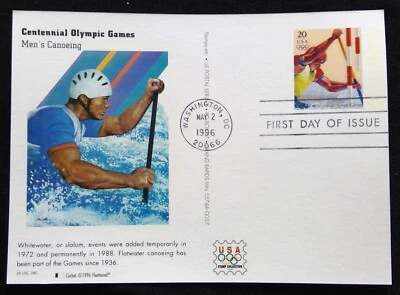 Scott UX245 FDC Mens Canoeing Summer Olympics Type Post Card Fleetwood Cachet - Image 1 of 3