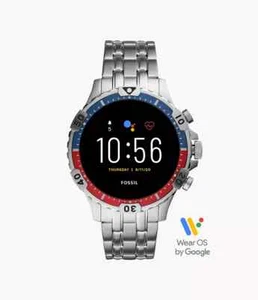 $353 MSRP~ Fossil FTW 4040 Men's 46MM Garrett HR SS Smart Watch- Factory Sealed - Picture 1 of 9