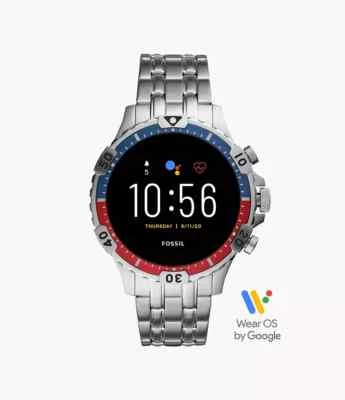 $353 MSRP~ Fossil FTW 4040 Men's 46MM Garrett HR SS Smart Watch- Factory Sealed - Image 1 of 4