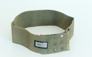 ARISTO SHMAT 80s Military Style Olive Wide Canvas Adjustable Belt w Snap Buttons - Picture 1 of 4