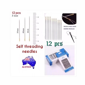 12 Pcs Self Threading Needles User Friendly Sewing DIY Stitching And Embroidery - Picture 1 of 12