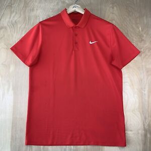Men’s Nike Golf Standard Fit Dri-Fit Logo Polo Shirt Red Size Medium