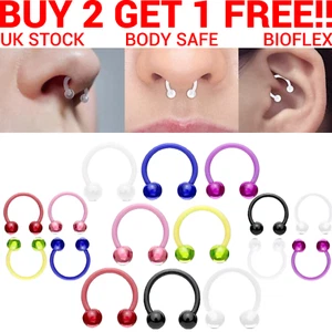Neon BioFlex Horseshoe Retainer Ear New Eyebrow Nipple Septum Nose Ring Piercing - Picture 1 of 11