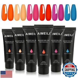 AIMEILI Hema Free Poly Nail Extension Gel Kit, 6 Colors Neon Pink, DIY Salon - Picture 1 of 5