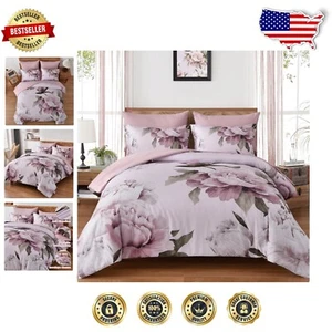 Elegant Blush Floral Printed King Comforter Set - 7 Pieces for Cozy All- Use - Picture 1 of 9