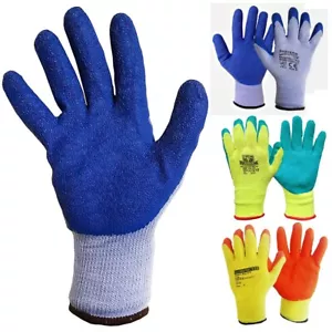 More details for 24 pairs latex coated orange rubber work gloves mens safety builders gardening