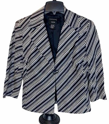 Blazer Doncaster Collection jaqueta de noite plus size 6 listrado cinza preto branco - Imagem 1 de 4