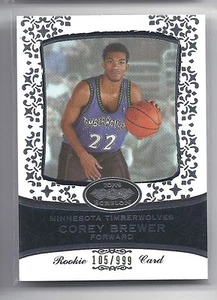 2007-2008 Topps Echelon Basketball Corey Brewer MN Timber Wolves RC #105/999 - Picture 1 of 2