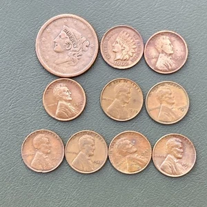 US 1 Cent Coins (10) 1828, 1902 Indian Head. Lincoln 1913 USA Coins Lot 261021 - Picture 1 of 13