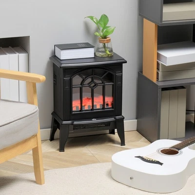 Modern Portable Electric Fireplace Stove Heater with Realistic Flame, Black - Image 1 of 4