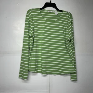 Camisa informal para mujer Orvis manga larga verde blanco a rayas talla XL - Imagen 1 de 9