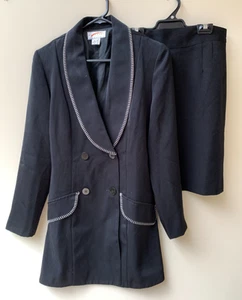 Vintage Black Escapade Black Skirt Blazer Suit Set Size 10 (fits 8) - Picture 1 of 14