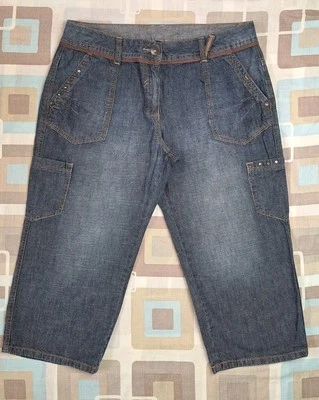 George Dark Blue Cotton Denim Crop Jeans - Size 12 (19" Leg) - Image 1 of 3